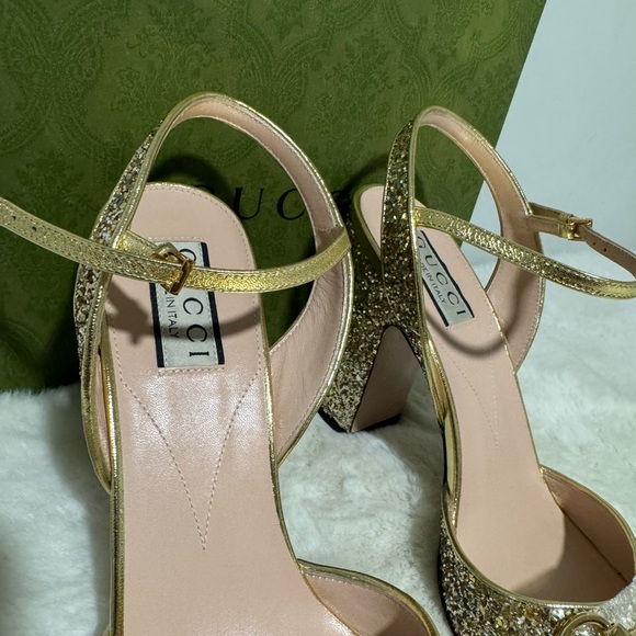 Gucci Women's Glittering Gold Heels - Picture 4 of 7